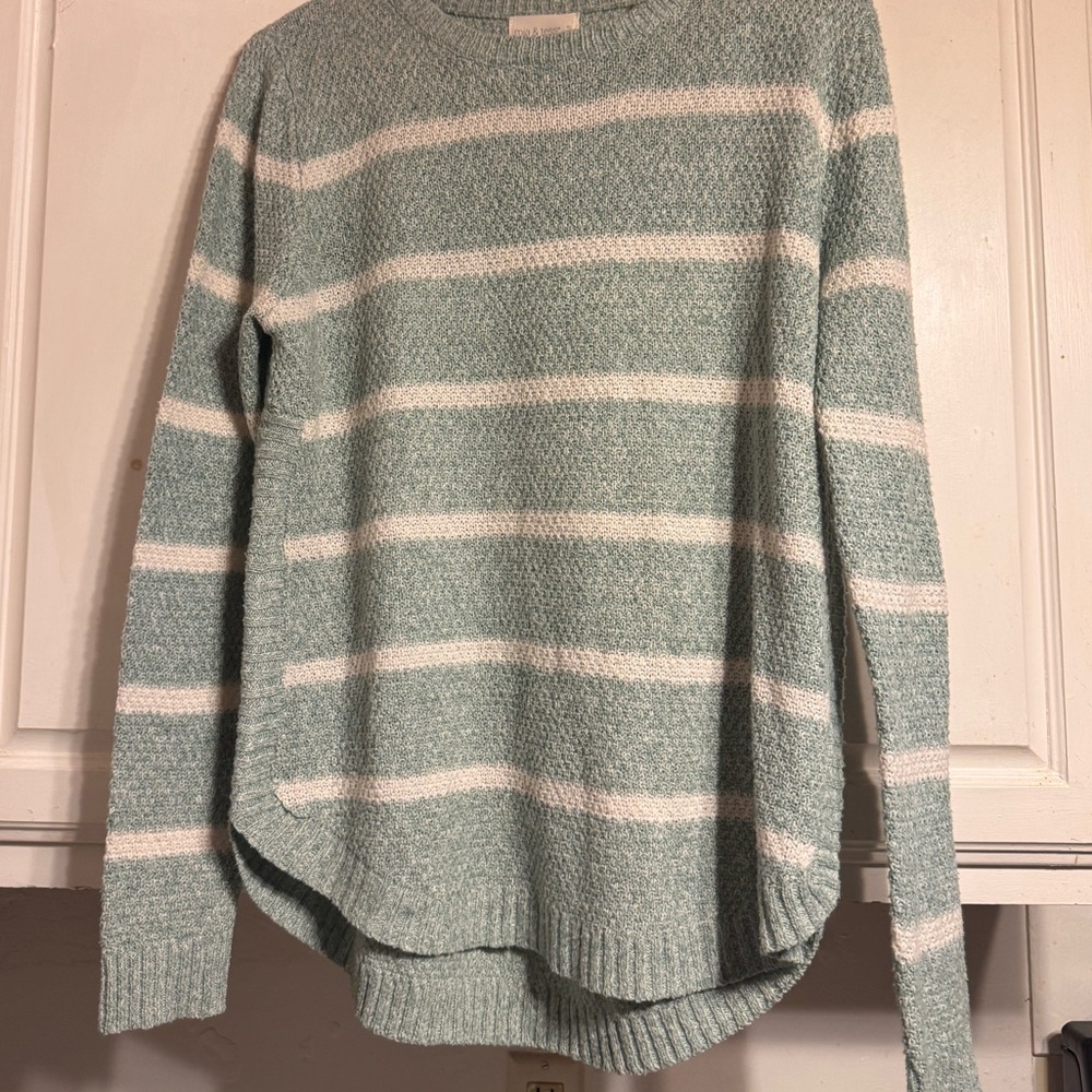 Chic Nation Mint and White Striped Sweater